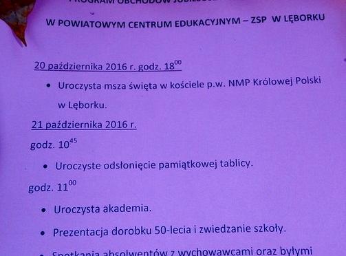 SPRAWDŹ PROGRAM OBCHODÓW JUBILEUSZU 50-LECIA SZKOŁY