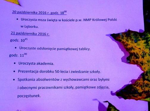 SPRAWDŹ PROGRAM OBCHODÓW JUBILEUSZU 50-LECIA SZKOŁY
