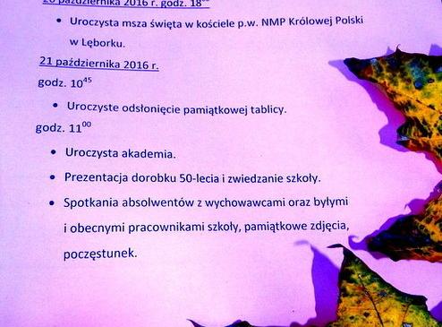 SPRAWDŹ PROGRAM OBCHODÓW JUBILEUSZU 50-LECIA SZKOŁY