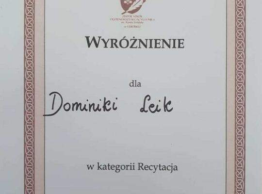 ZDOBYLIŚMY III MIEJSCE I WYRÓŻNIENIE W III FESTIWALU JĘZYKA WARTOŚCI