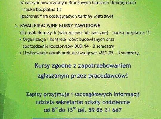Zapraszamy na kursy kwalifikacyjne dla osób dorosłych w PCE w roku szkolnym 2025-2026!