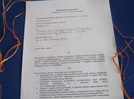 Porozumienie  o współpracy z Wyższą Szkołą Logistyki w Poznaniu