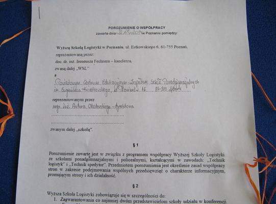 Porozumienie  o współpracy z Wyższą Szkołą Logistyki w Poznaniu
