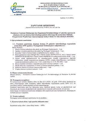 Zapytanie ofertowe dotyczące dostawy indywidualnych pakietów ubiorczych dla ucznia klasy Oddziału Przygotowania Wojskowego